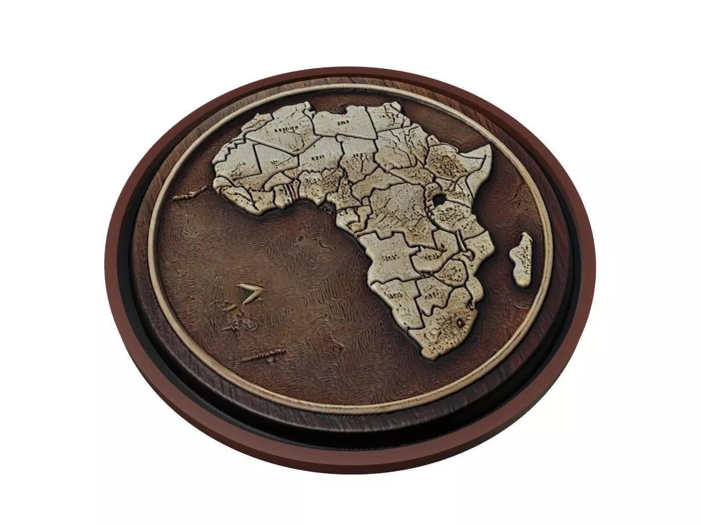 Equatorial Guinea Map Medallion Relief 3D print model