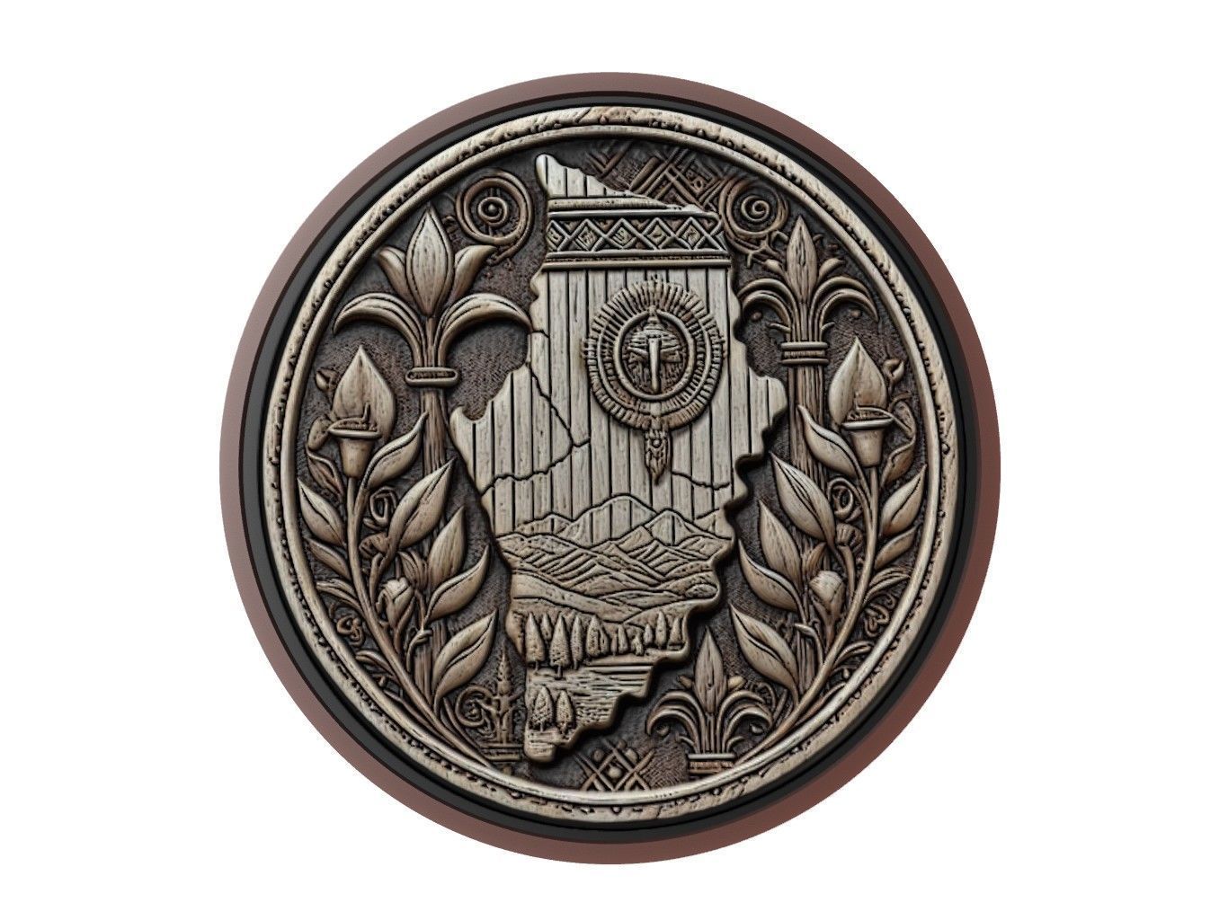 Eswatini Map Medallion Relief 3D print model_1