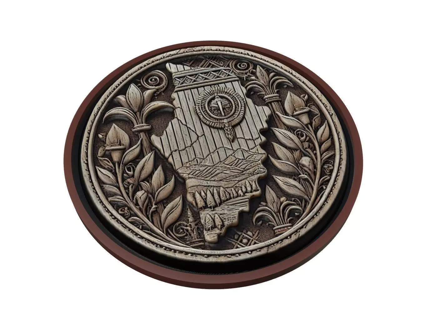 Eswatini Map Medallion Relief 3D print model_0