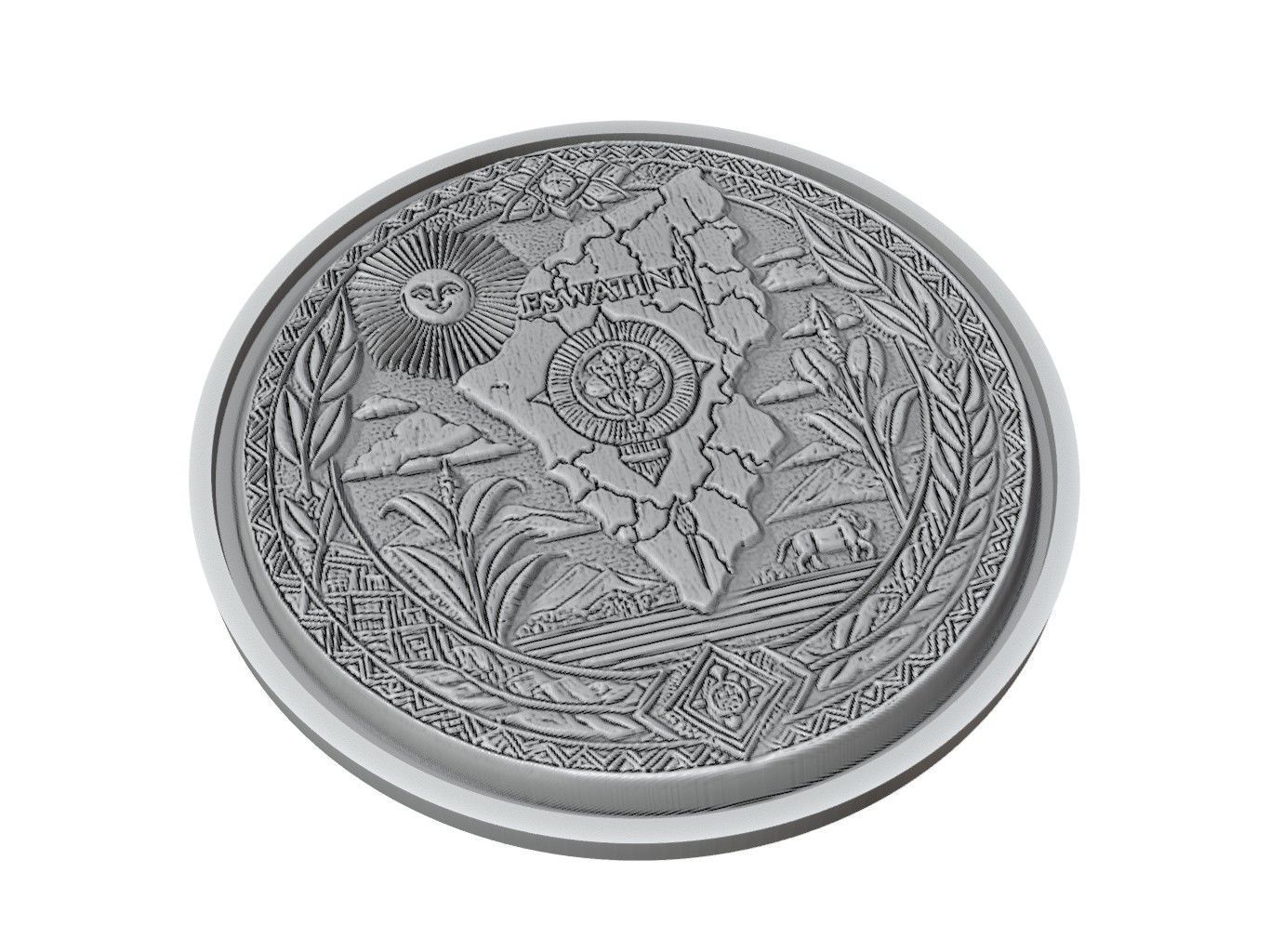 Eswatini Map Medallion Relief 3D print model_2