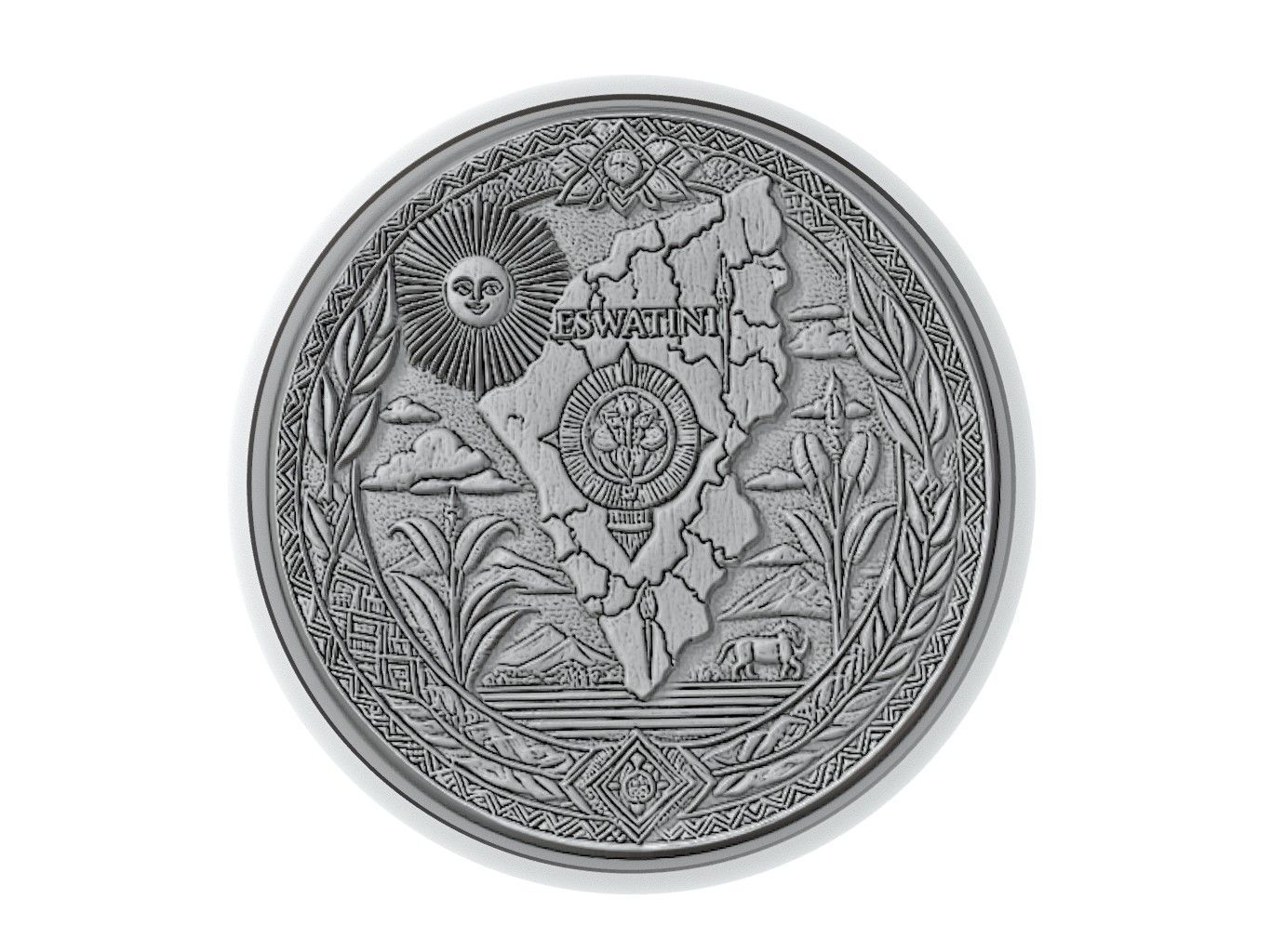 Eswatini Map Medallion Relief 3D print model_3