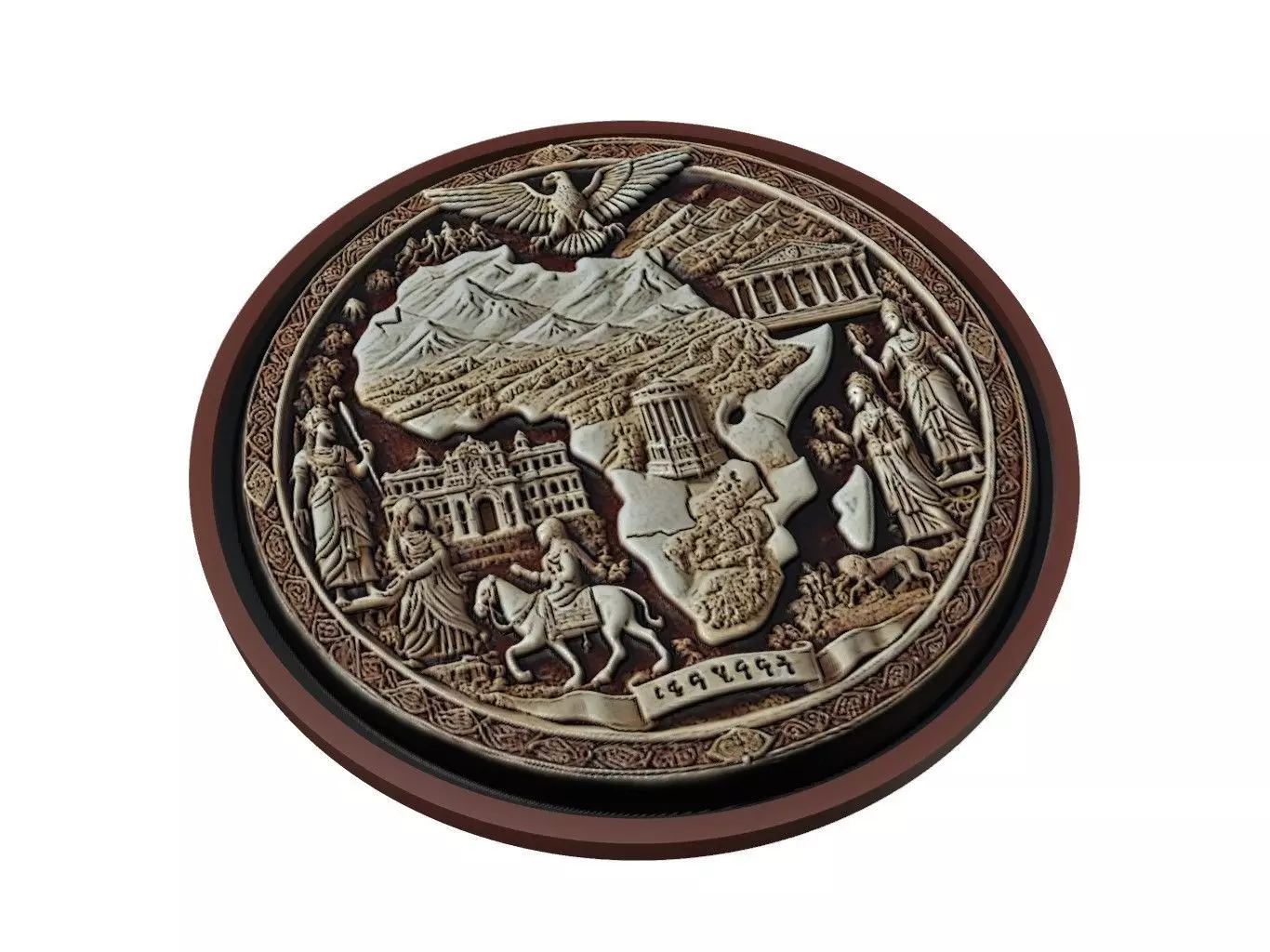 Ethiopia Map Medallion Relief 3D print model