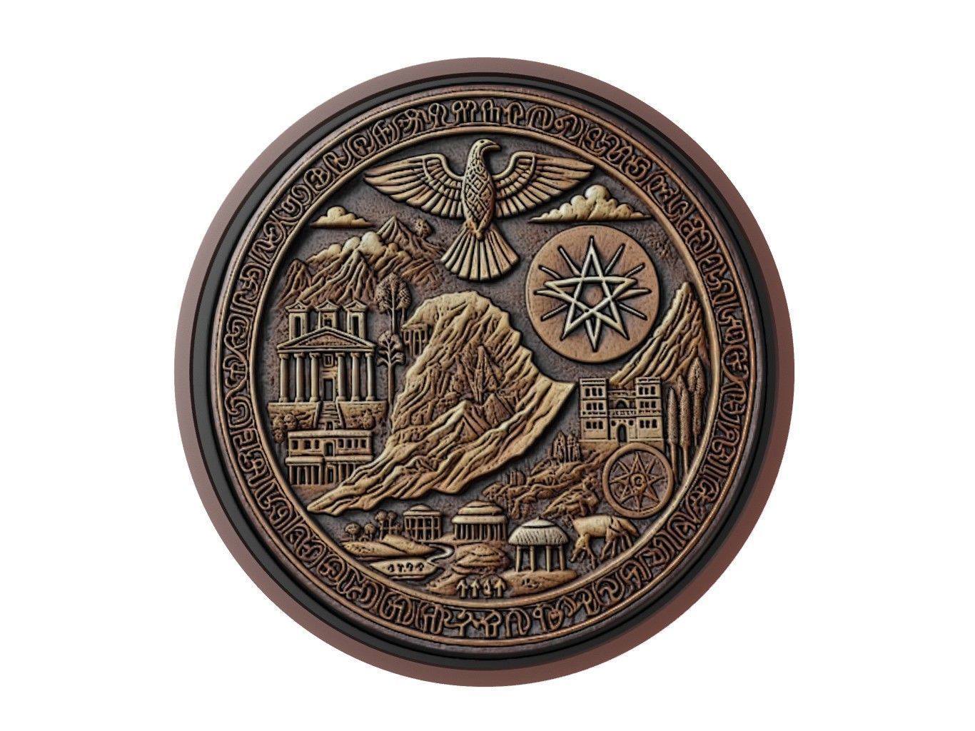 Ethiopia Map Medallion Relief 3D print model_1