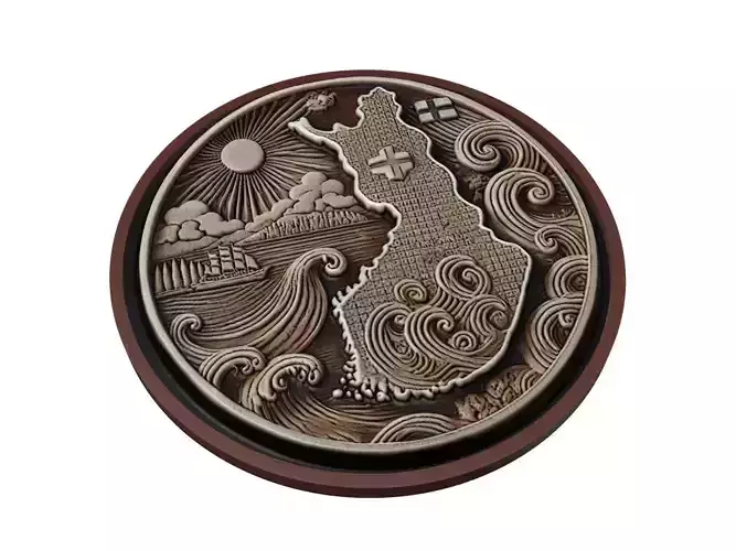 Finland Map Medallion Relief