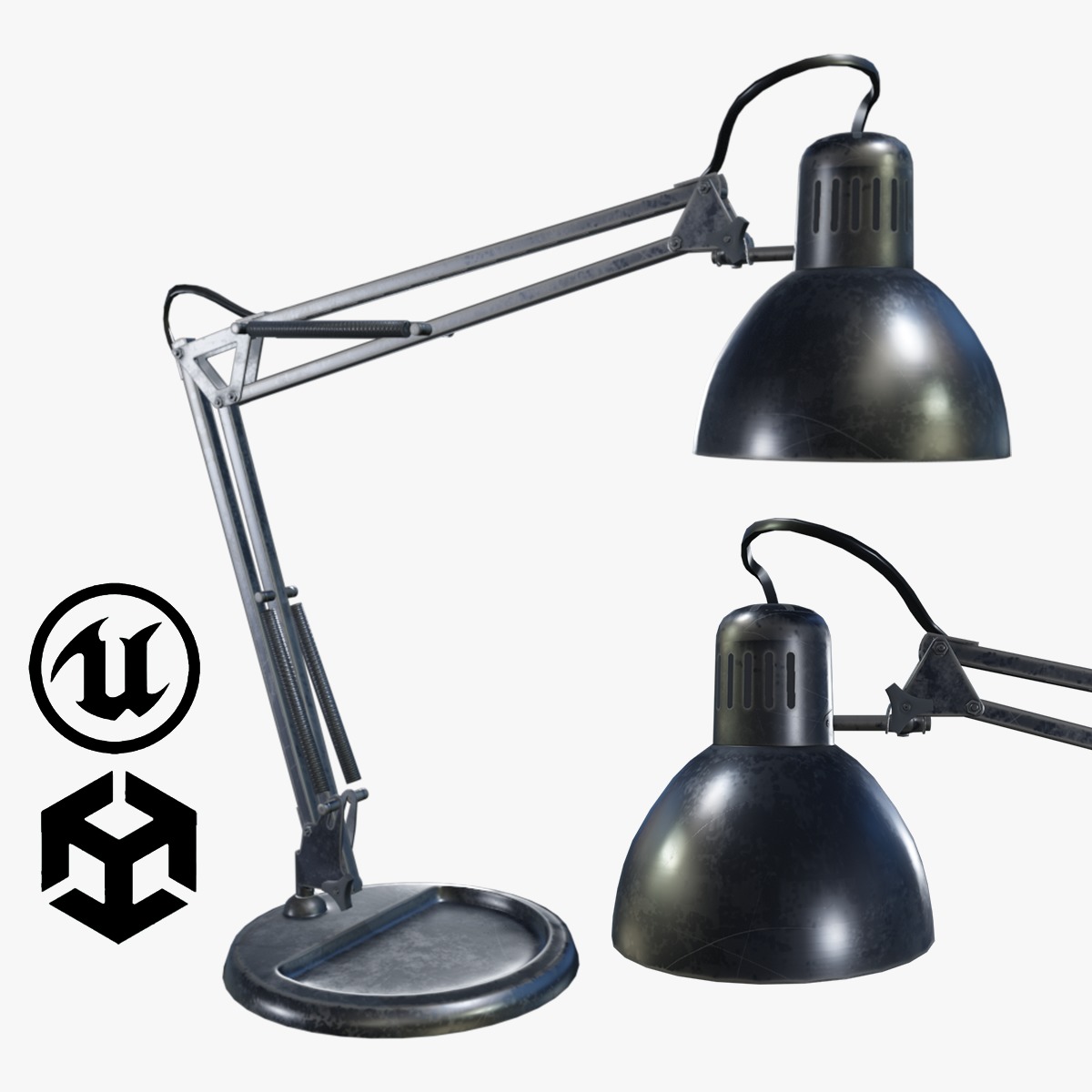 Lamp Low-poly textured 3d model for games Low-poly 3D model_1
