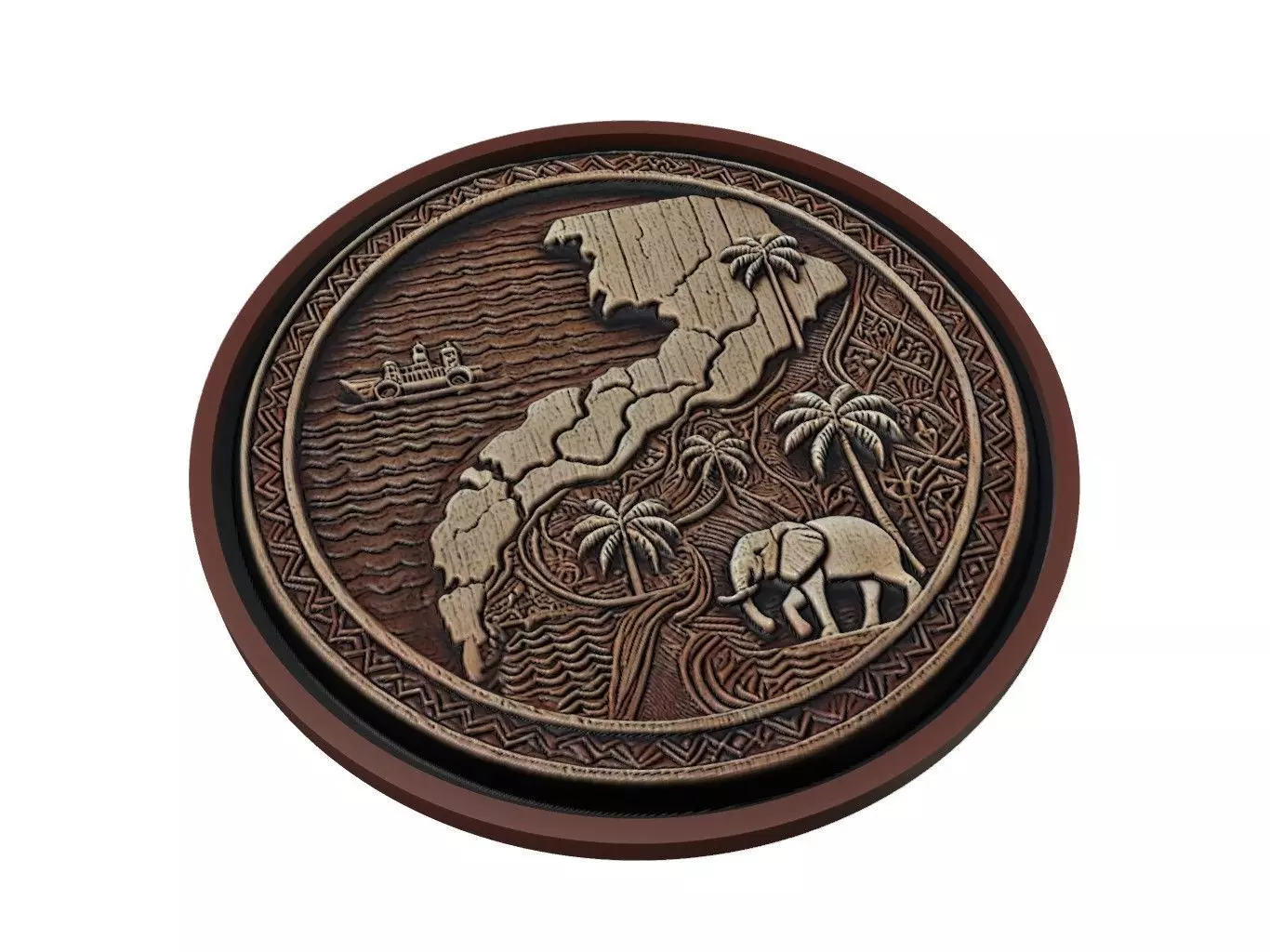 Gambia Map Medallion Relief 3D print model_0