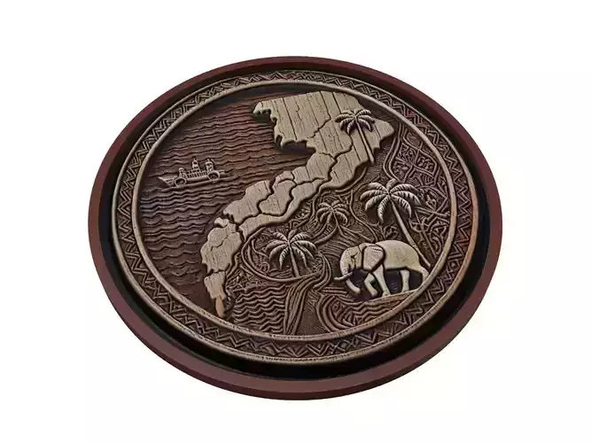 Gambia Map Medallion Relief