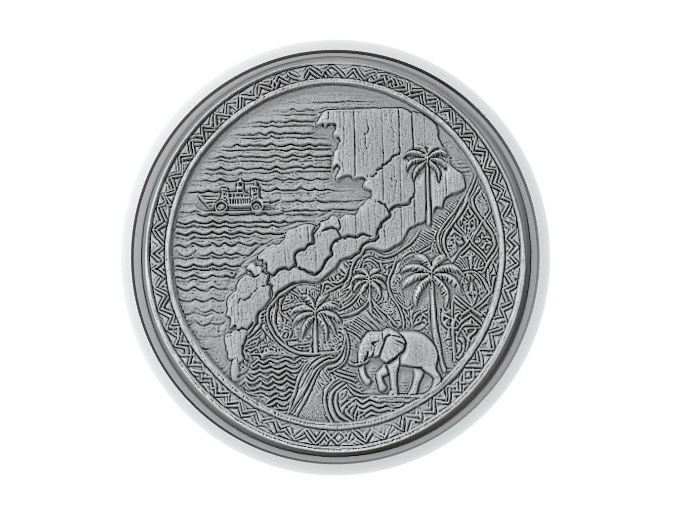 Gambia Map Medallion Relief 3D print model_3