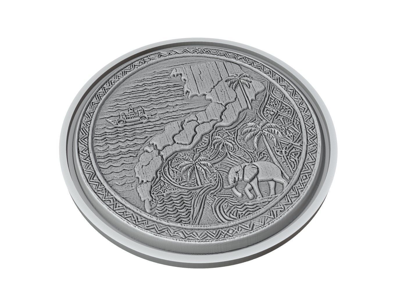 Gambia Map Medallion Relief 3D print model_2