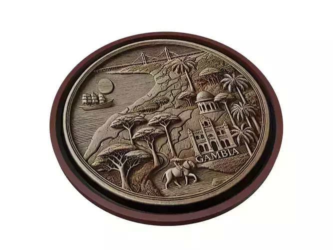 Gambia Map Medallion Relief