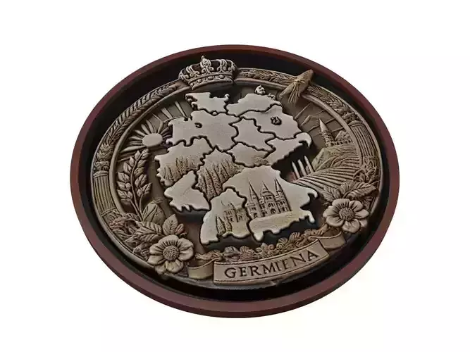 Germany Map Medallion Relief
