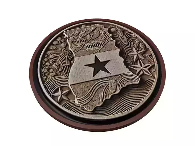 Ghana Map Medallion Relief
