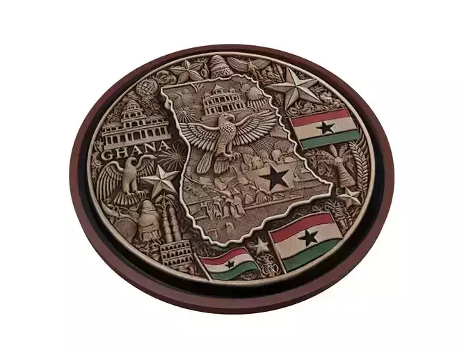 Ghana Map Medallion Relief