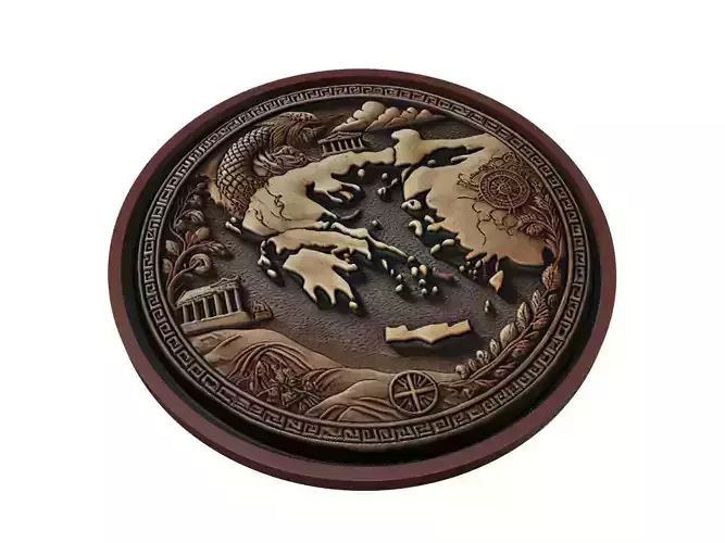 Greece Map Medallion Relief