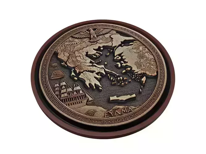Greece Map Medallion Relief