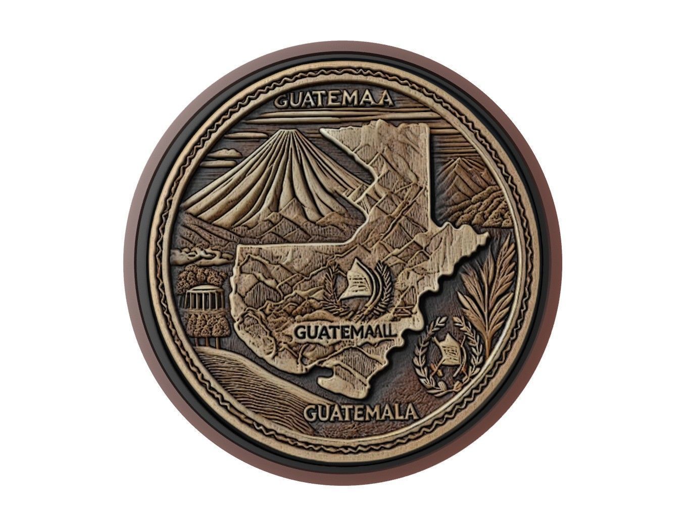 Guatemala Map Medallion Relief 3D print model_1