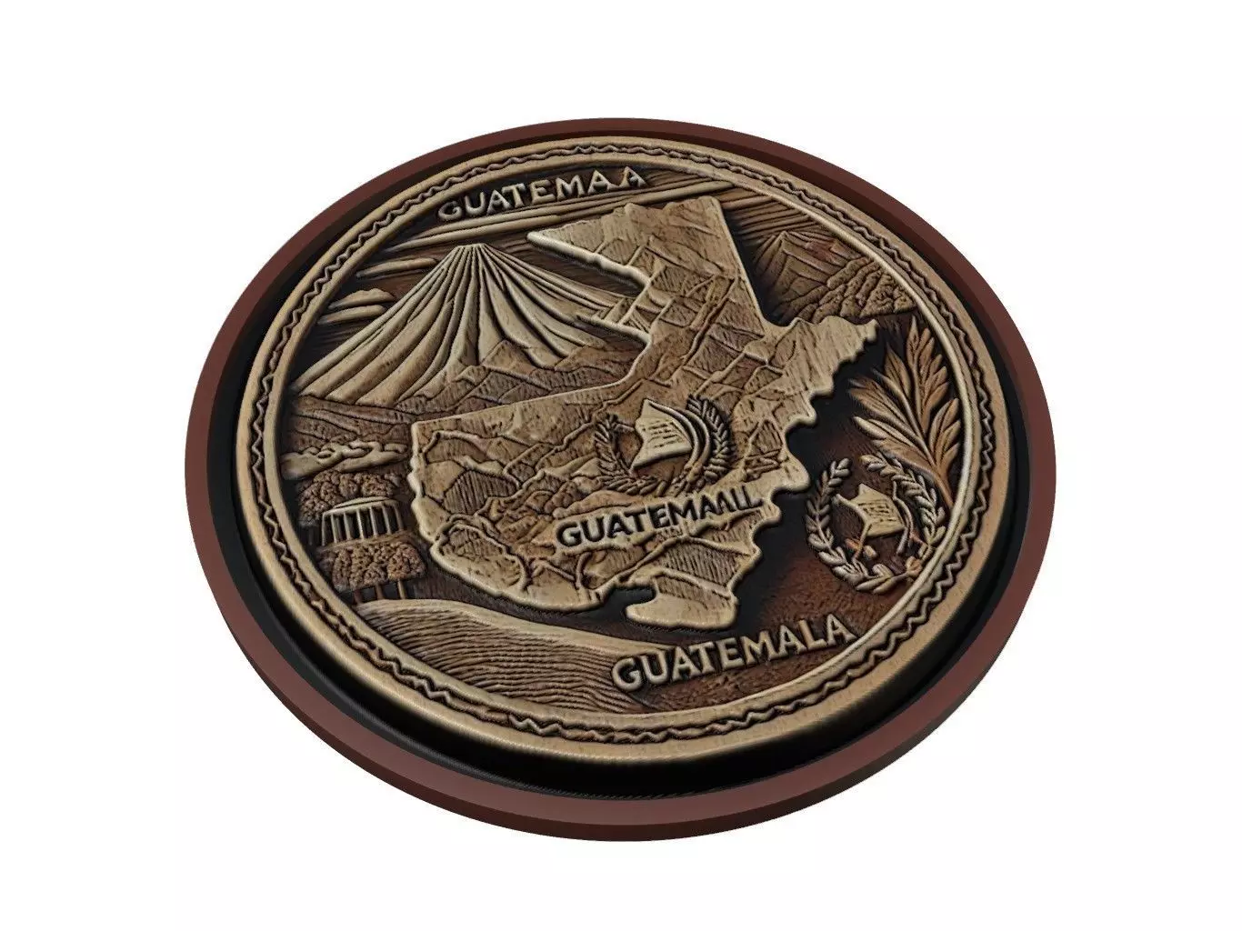 Guatemala Map Medallion Relief 3D print model_0