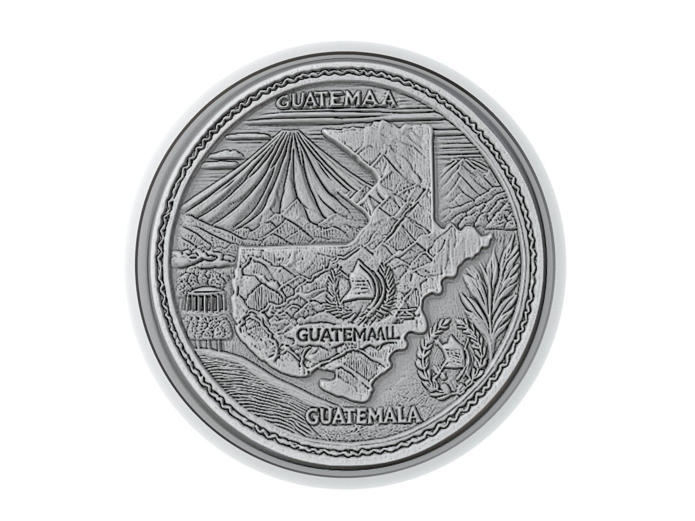 Guatemala Map Medallion Relief 3D print model_3