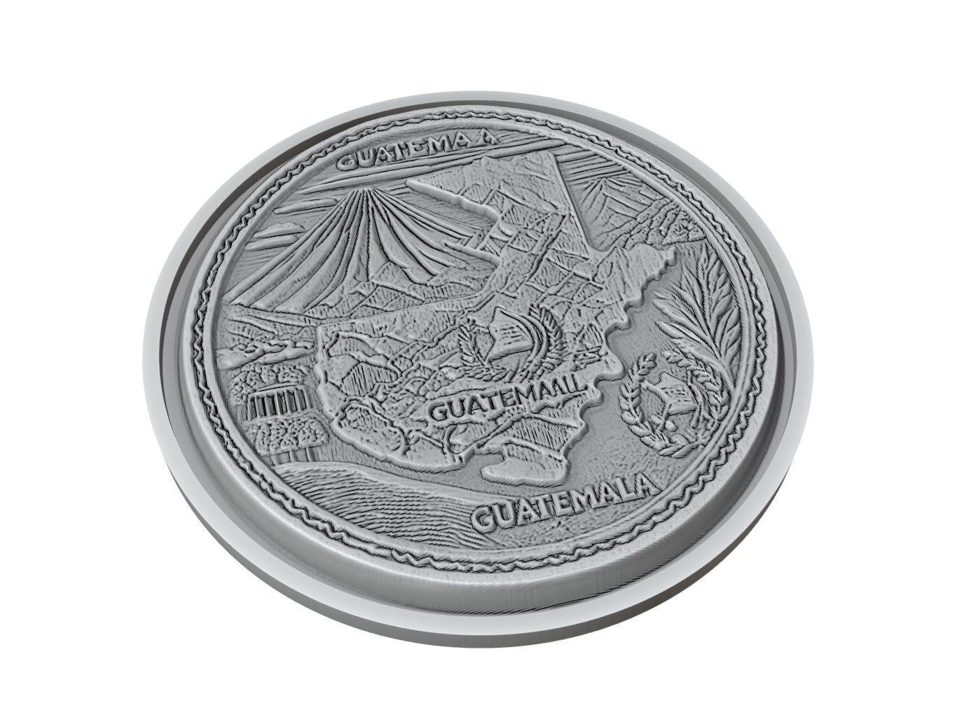 Guatemala Map Medallion Relief 3D print model_2