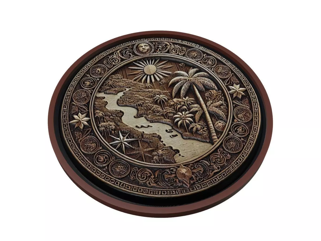 Guinea Map Medallion Relief 3D print model