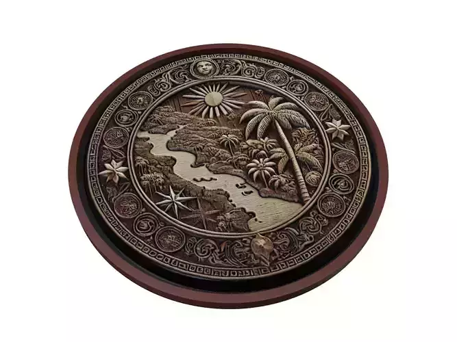 Guinea Map Medallion Relief 3D print model