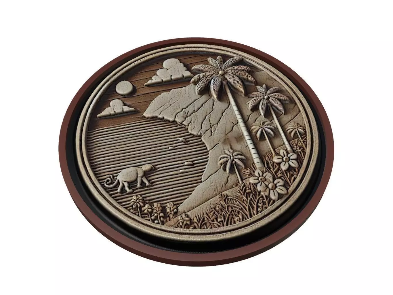 Guinea Map Medallion Relief 3D print model