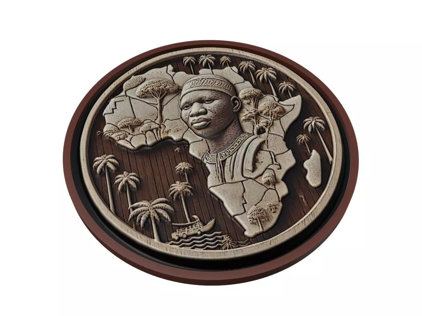 Guinea-Bissau Map Medallion Relief 3D print model