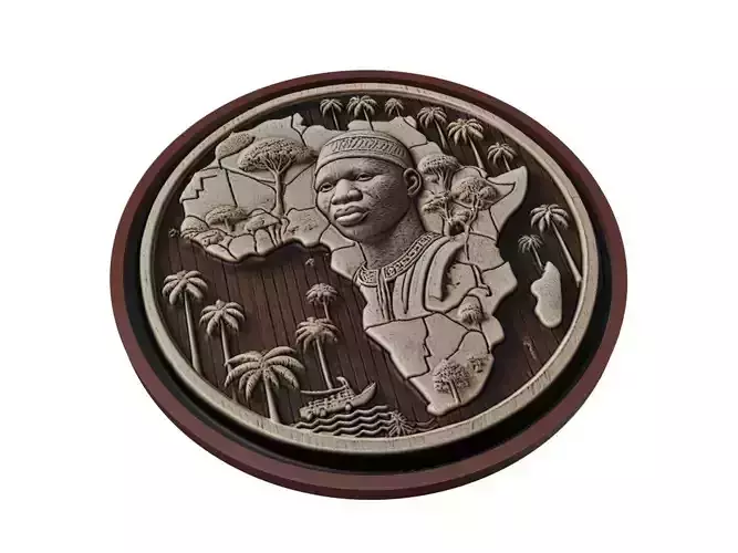 Guinea-Bissau Map Medallion Relief 3D print model