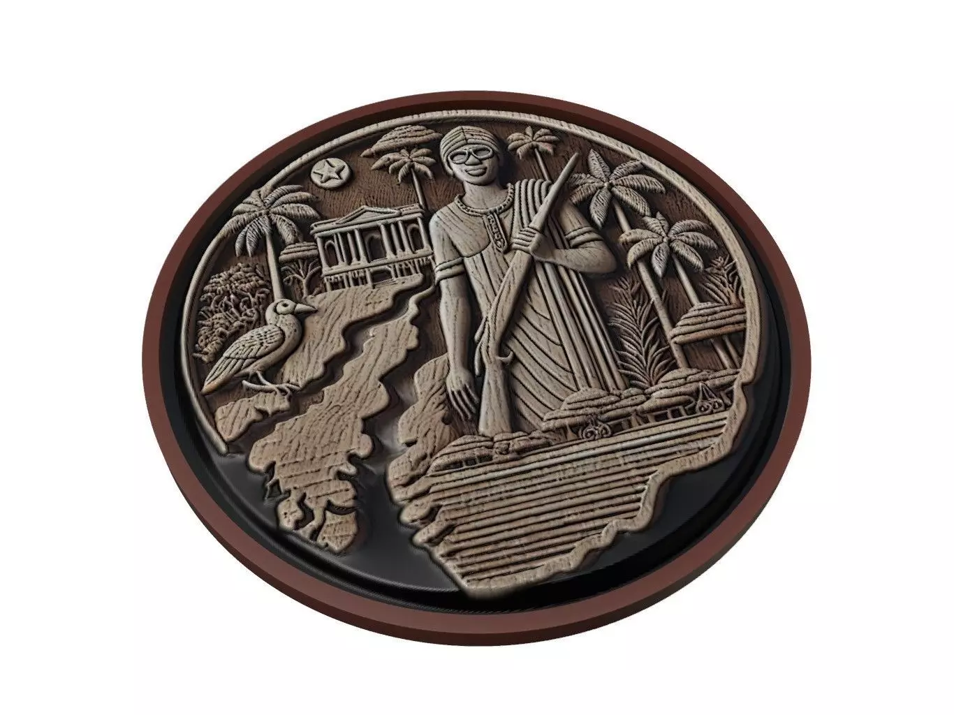 Guinea-Bissau Map Medallion Relief 3D print model