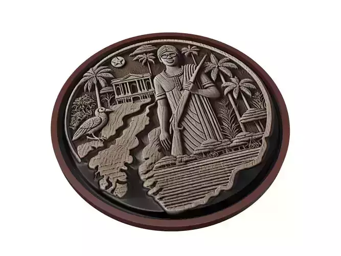Guinea-Bissau Map Medallion Relief 3D print model