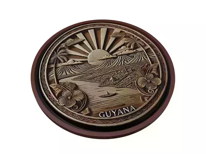 Guyana Map Medallion Relief
