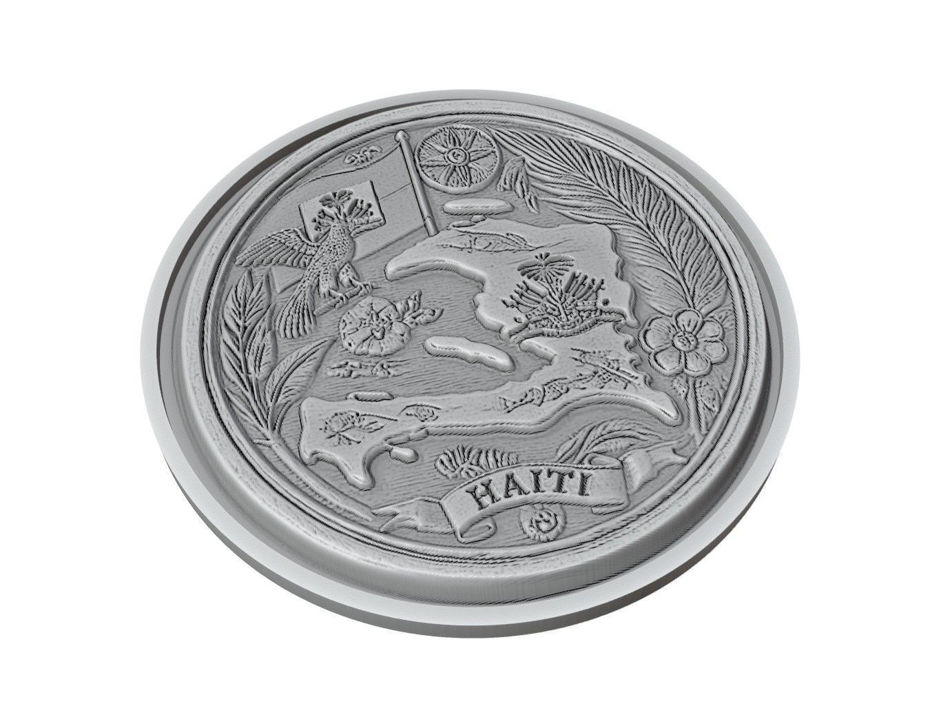 Haiti Map Medallion Relief 3D print model_2