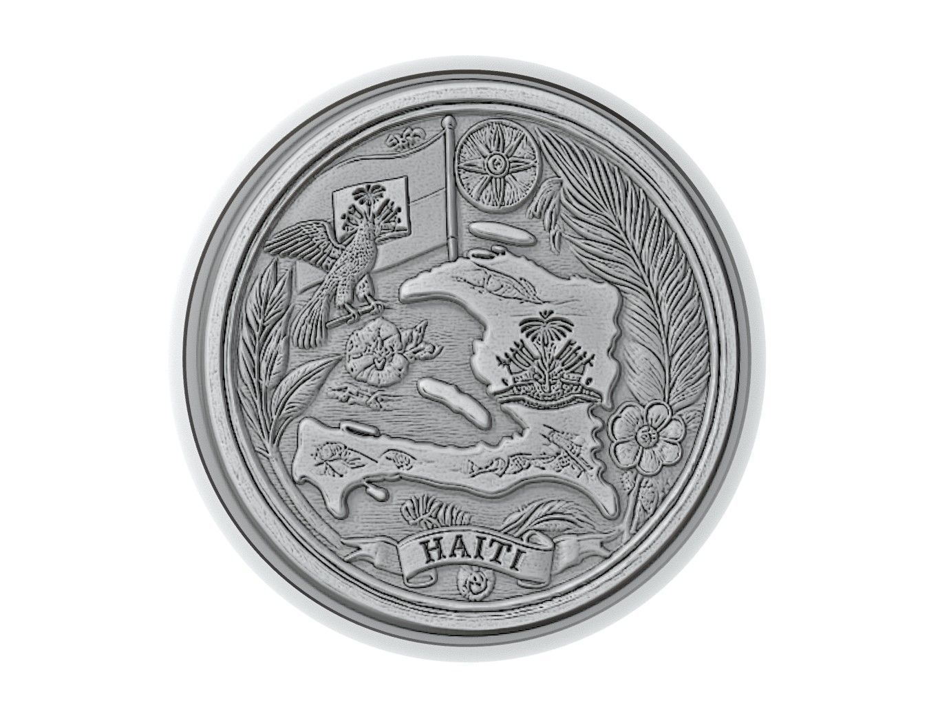 Haiti Map Medallion Relief 3D print model_3