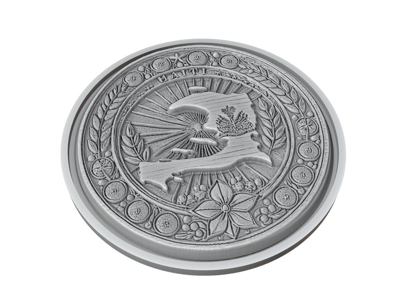Haiti Map Medallion Relief 3D print model_2