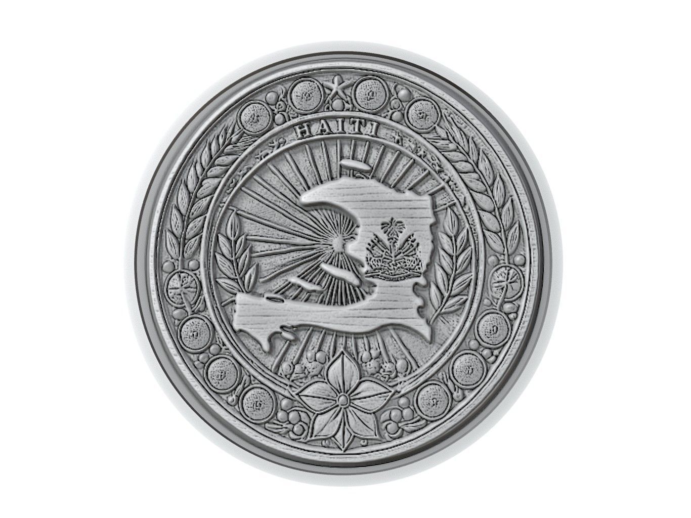 Haiti Map Medallion Relief 3D print model_3