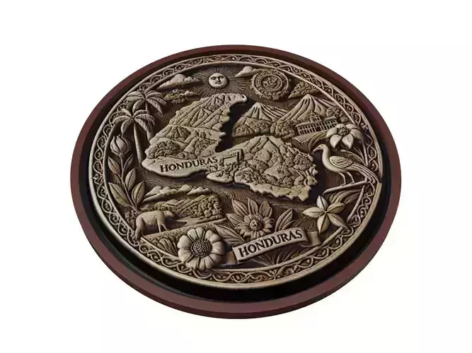 Honduras Map Medallion Relief