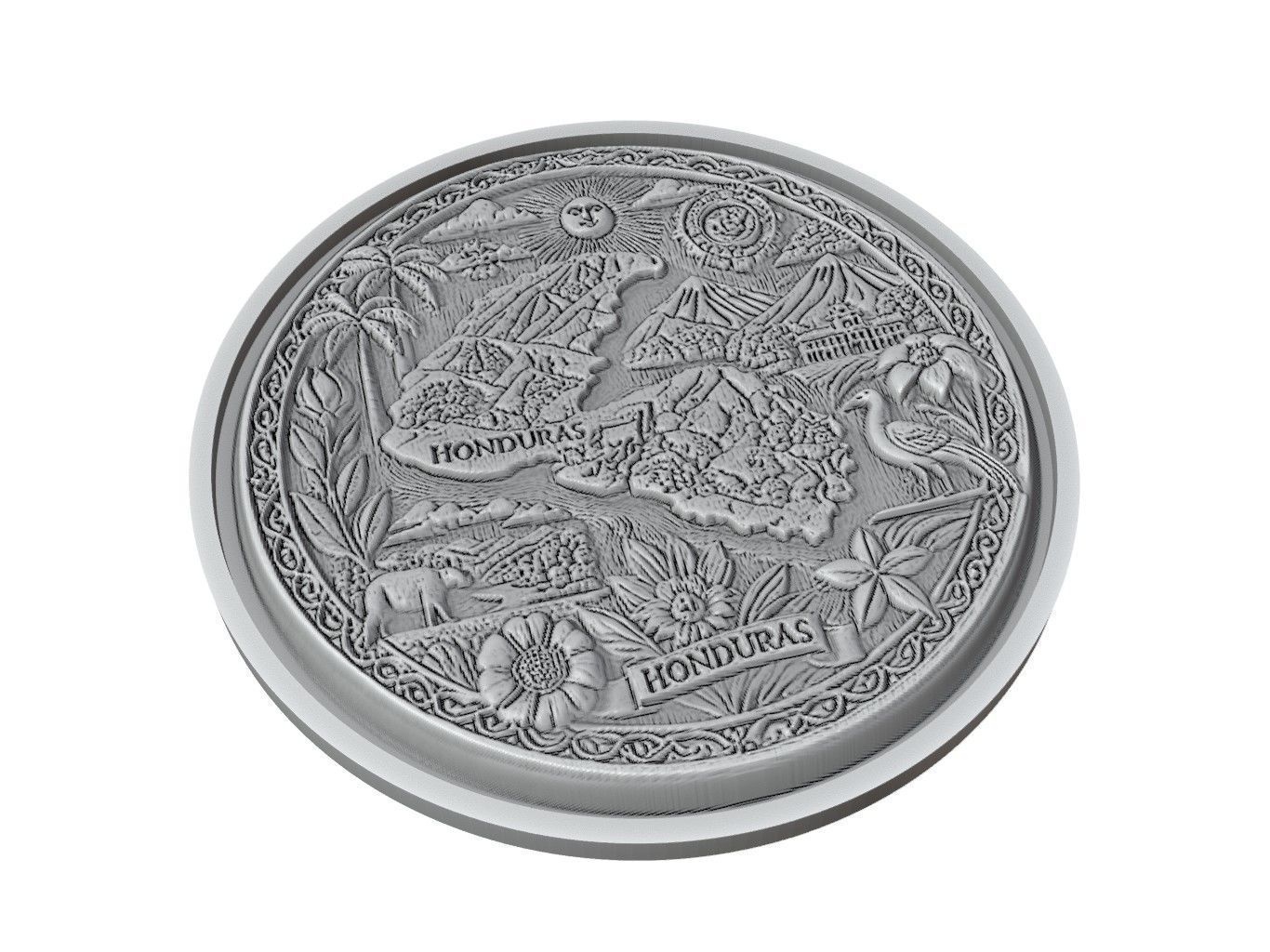 Honduras Map Medallion Relief 3D print model_2