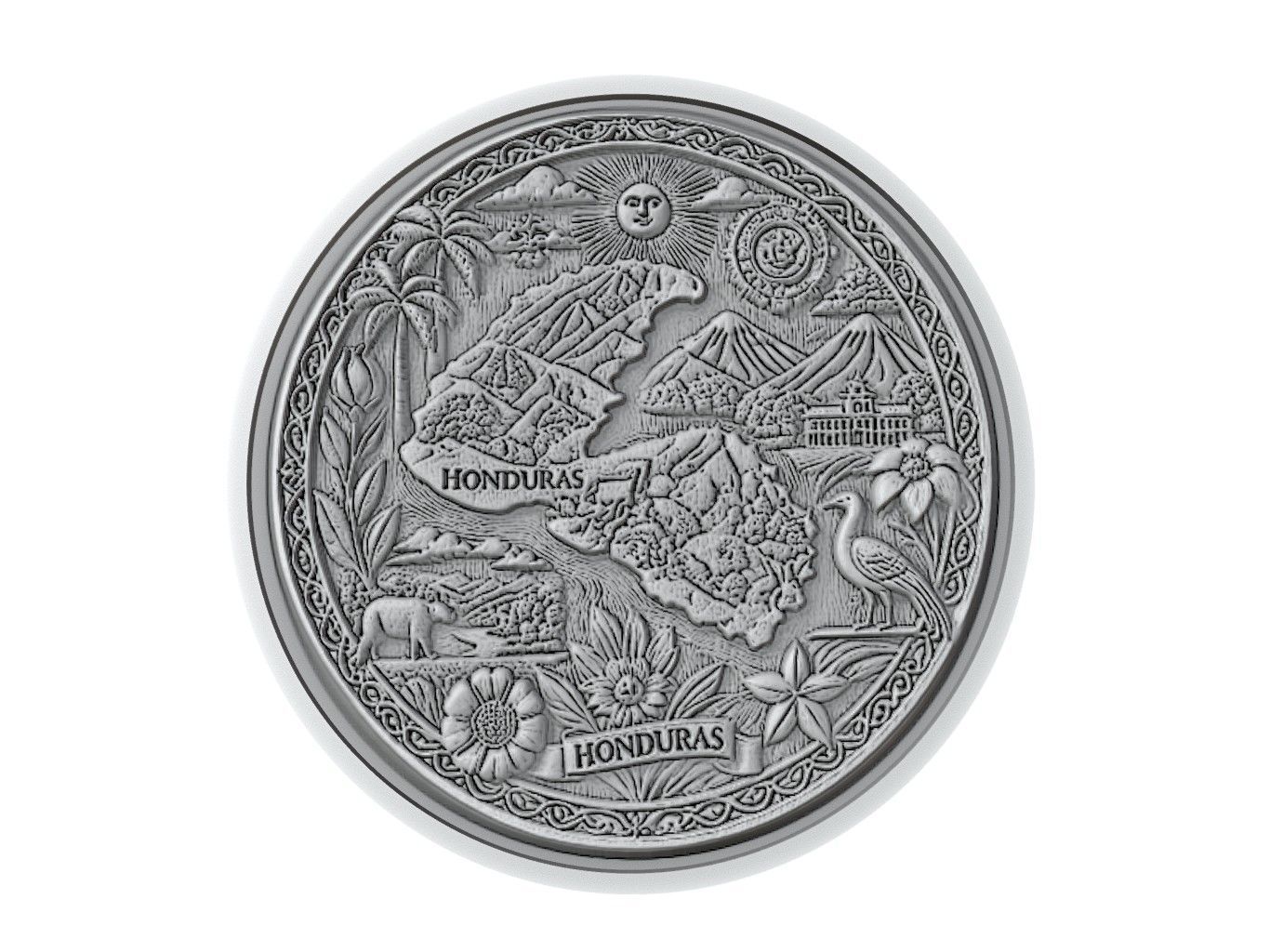 Honduras Map Medallion Relief 3D print model_3