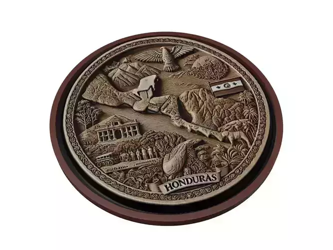 Honduras Map Medallion Relief