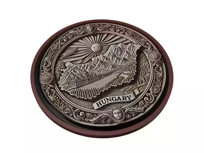 Hungary Map Medallion Relief