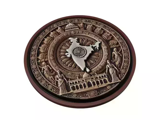 India Map Medallion Relief 3D print model