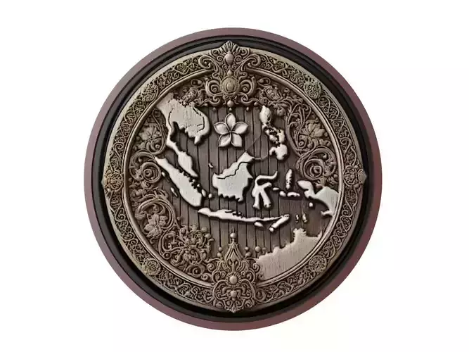 Indonesia Map Medallion Relief