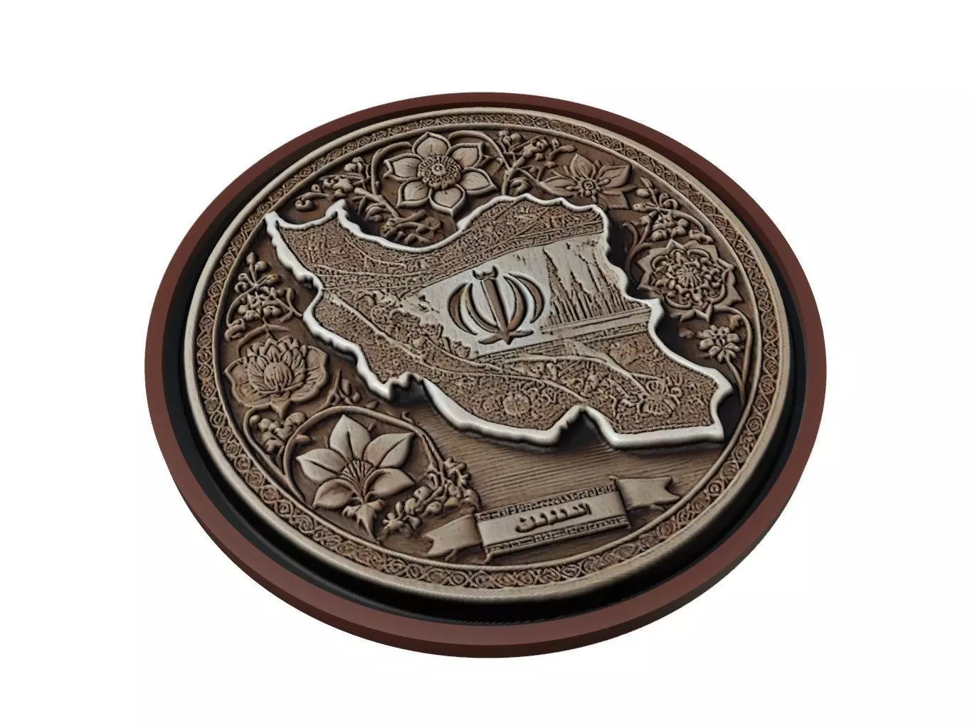 Iran Map Medallion Relief 3D print model