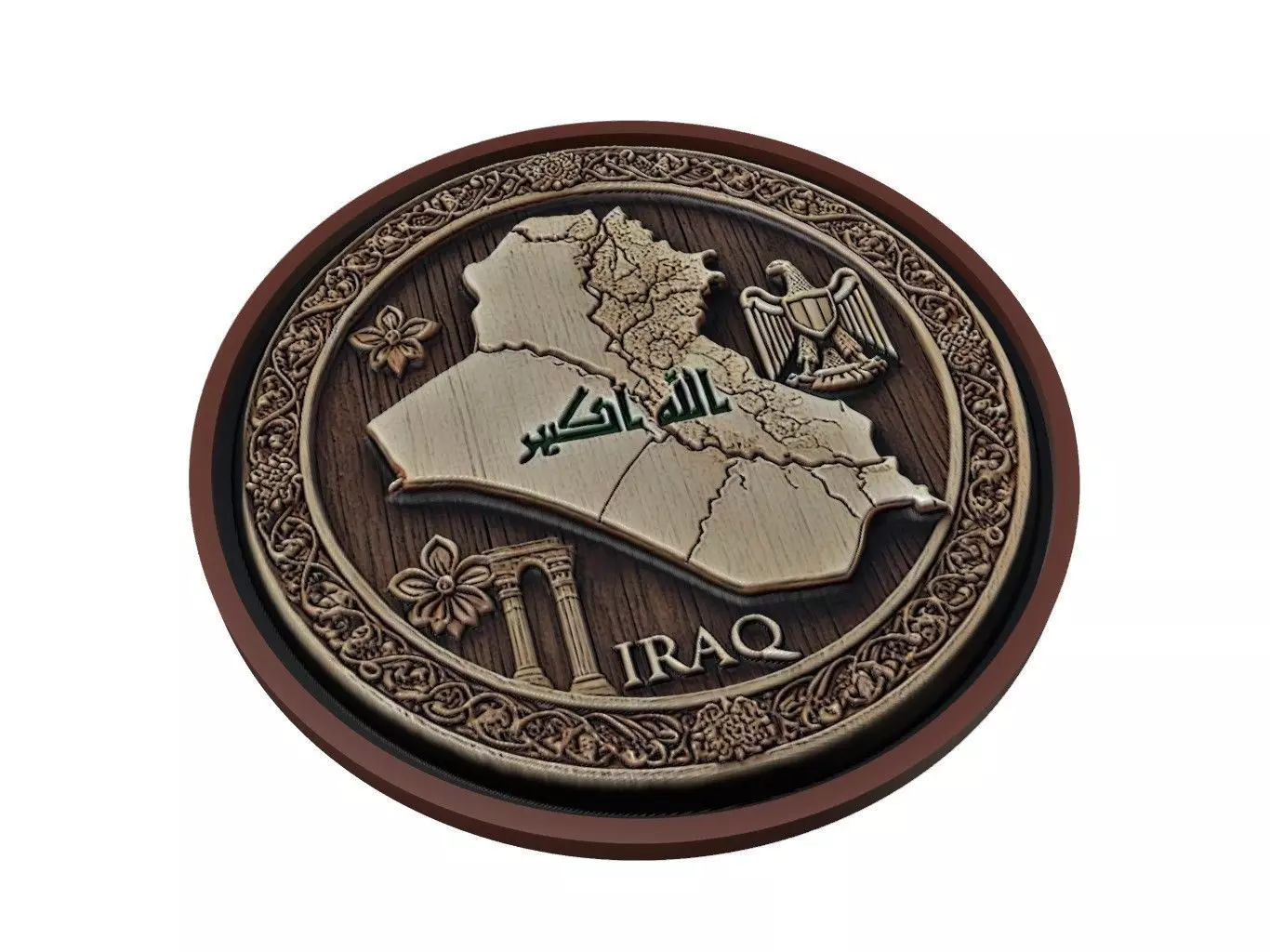 Iraq Map Medallion Relief 3D print model