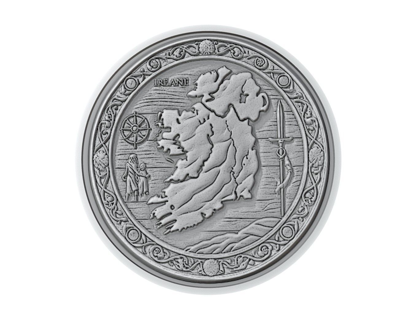 Ireland Map Medallion Relief 3D print model_3