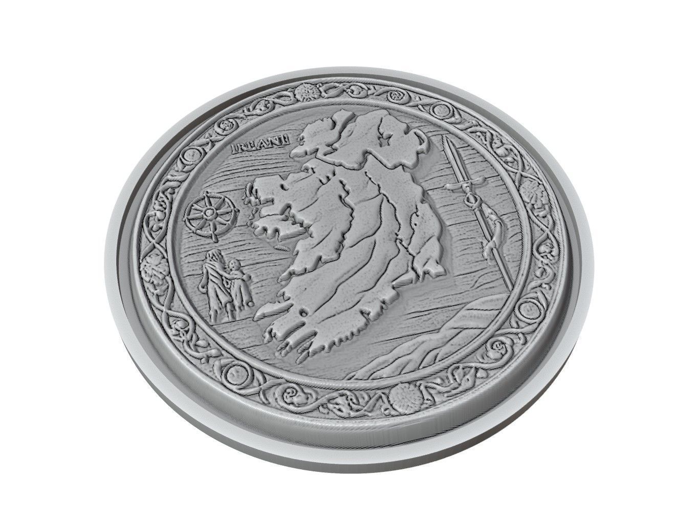 Ireland Map Medallion Relief 3D print model_2
