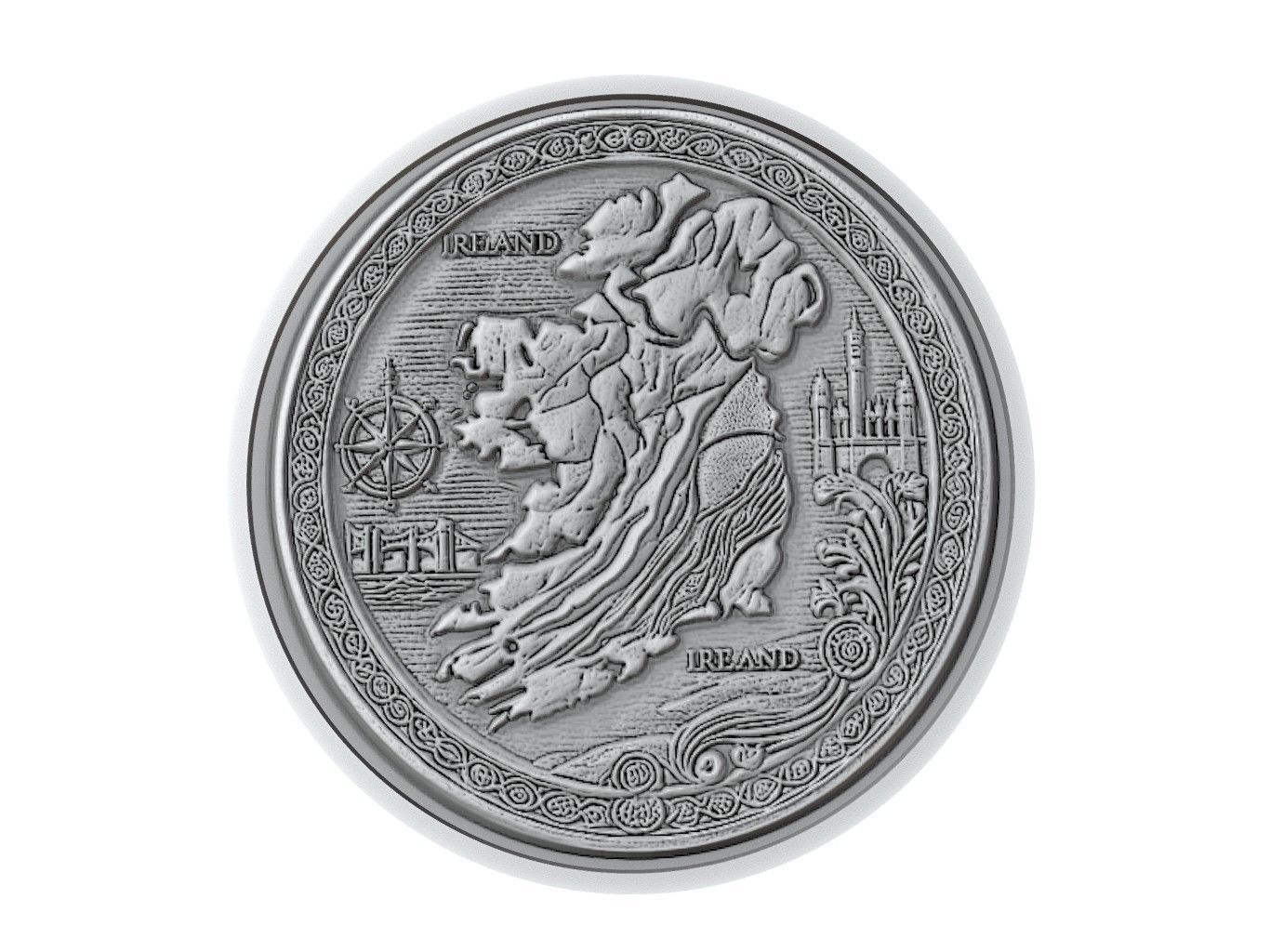 Ireland Map Medallion Relief 3D print model_3