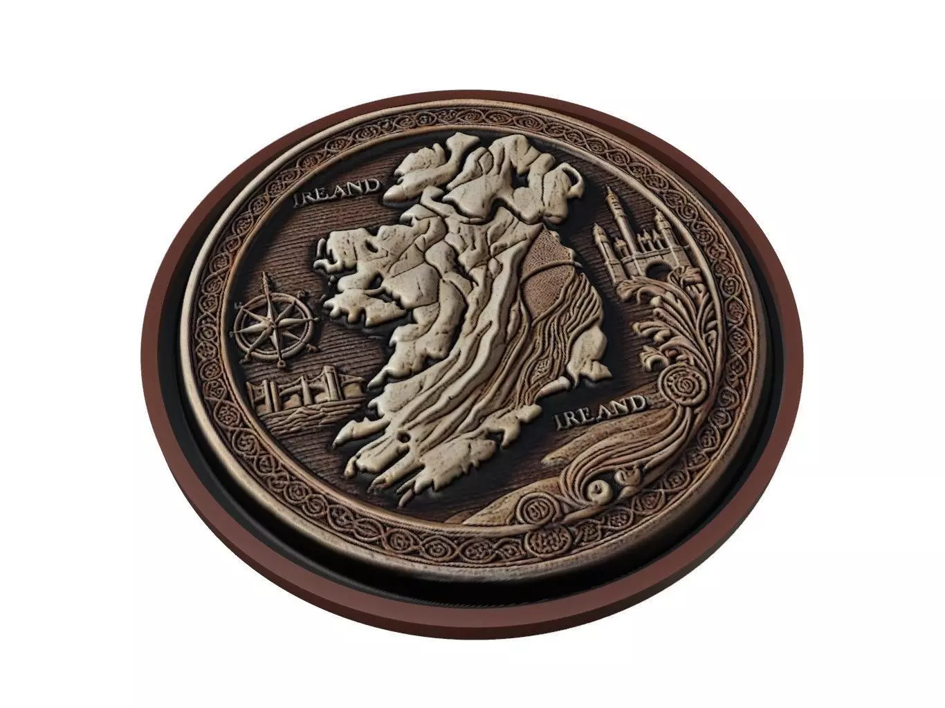 Ireland Map Medallion Relief 3D print model_0