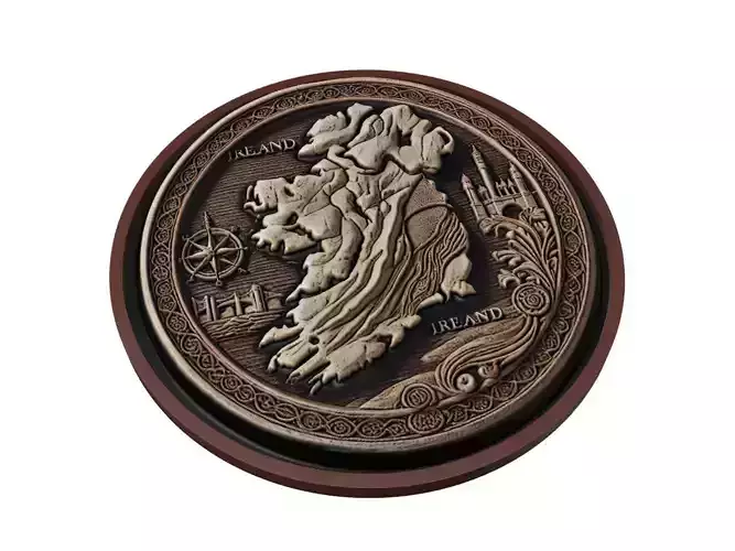 Ireland Map Medallion Relief