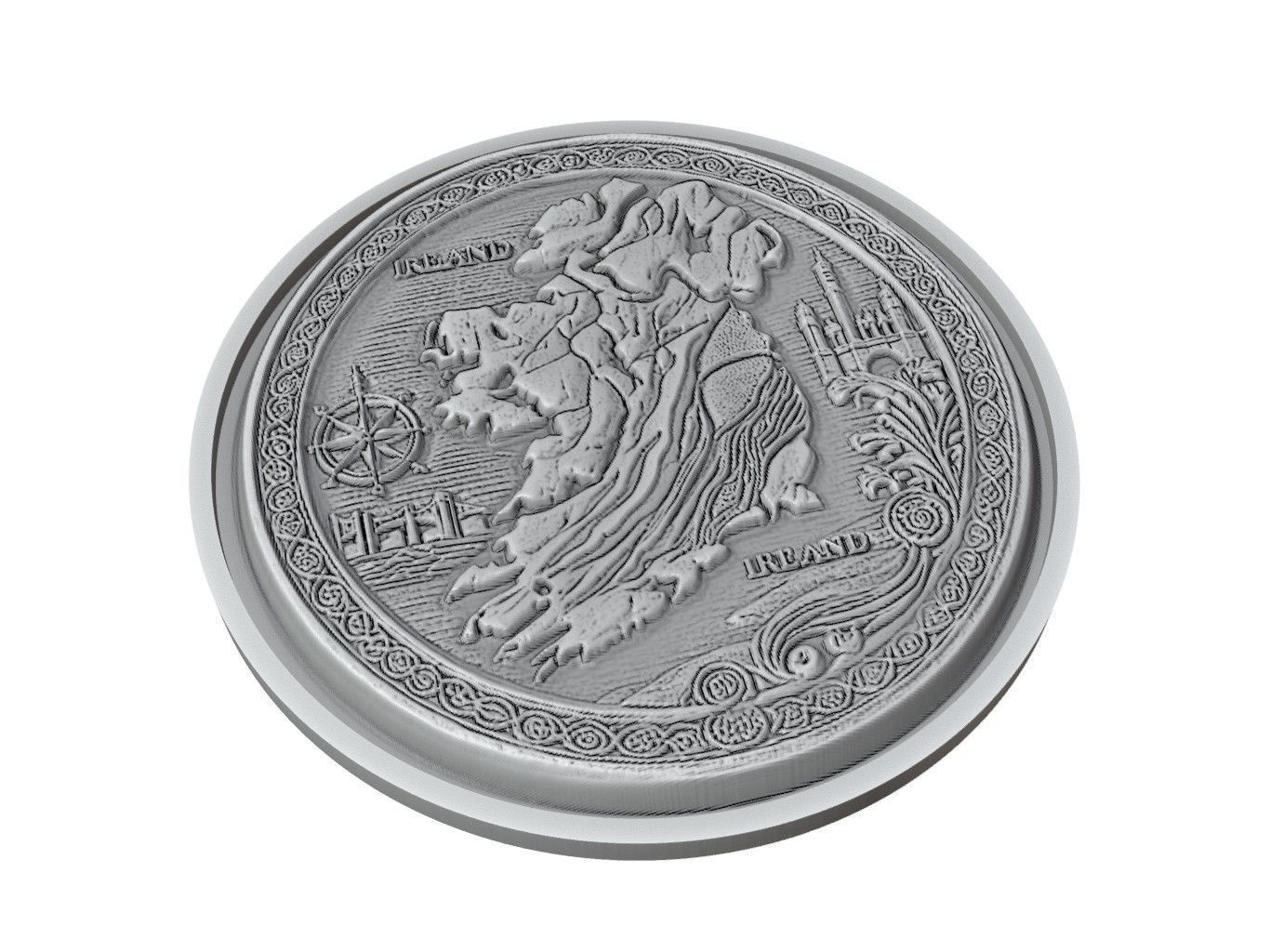 Ireland Map Medallion Relief 3D print model_2